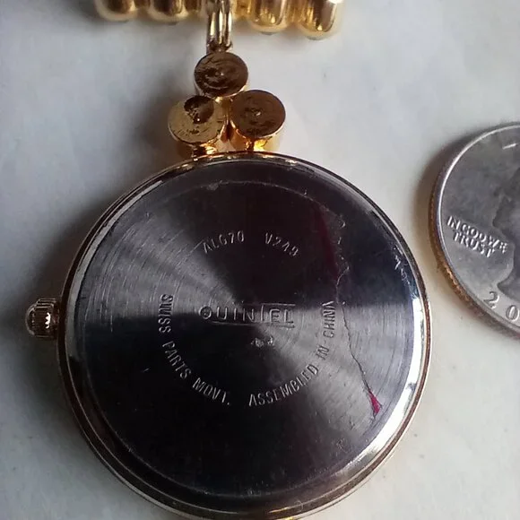 Bright and Shining Gold Tone Quintel Rhinestone Brooch Watch - Picture 2 of 5